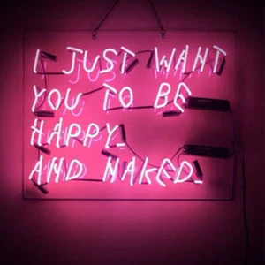I Just Want You To Be Happy And Maked Neon Sign Light Room Hanging Gift 24"x20" - Picture 1 of 3