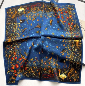 100% Maulbeerseide 20" kleiner Schal Damen Halstuch Wrap floral blau ZT117 - Bild 1 von 4