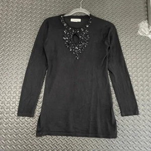Melrose Chic New York Black Gem Long Sleeve Blouse Top Women's Fashion Size S - Picture 1 of 8