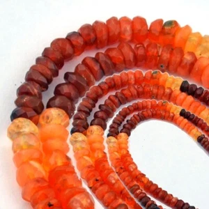 AAA Natural Fire Opal Beads Faceted Rondelle Shape 8 Inch Strand 4-6 MM Beads - Picture 1 of 5