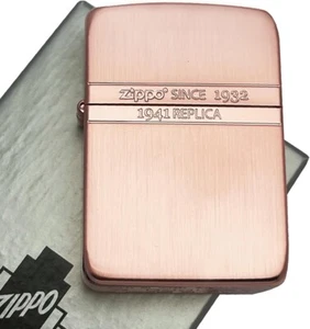 Zippo 1941 Replica Mirror Line Pink Gold Etching Oil Lighter Regular Case Japan - Picture 1 of 4