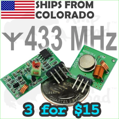 Kit de módulo remoto de enlace de radio transmisor y receptor de RF de 433 MHz Arduino PI TTL Foto 1 de 4
