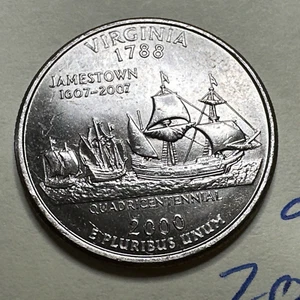 2000 P Virginia Statehood 25C 9312N - Picture 1 of 3