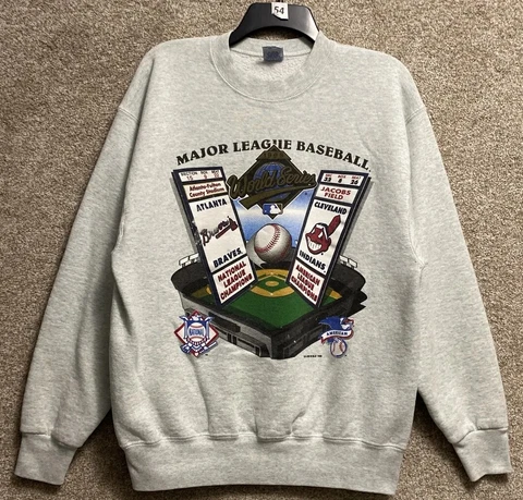 Vintage Salem 95 World Series Crewneck Indians Braves Double Sided Size Large US Cover