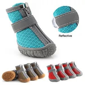 Mesh Hundeschuhe Pfotenschutz Reflektierende Anti-Rutsch Hundestiefel für Welpe - Bild 1 von 12