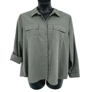 Chicos seidig weich klassisch Knopfleiste Hemd 3 XL 16 Armee olivgrün Riegelärmel - Bild 1 von 13