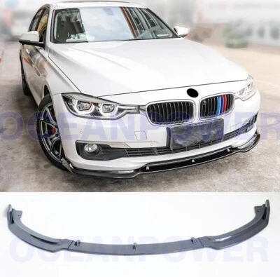 Parachoques delantero base para BMW Serie 3 F30 2013-18 divisor de labios estilo fibra de carbono Foto 1 de 4