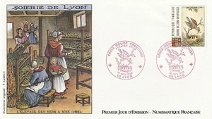 Enveloppe 1er jour 1989 Numismatique Croix Rouge La Soierie de Lyon - Foto 1 di 2