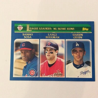 2003 Topps #345 NL Home Run Leaders Sosa Bonds Green - Image 1 of 2