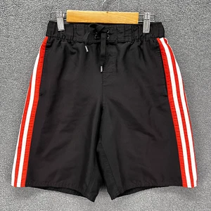 Adidas Shorts Boys Medium Black red stripe Youth swim beach surf - Picture 1 of 12