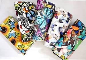 Butterfly Flower Patterns Long Wallet Fashion Zip Around w/ Card Slots 4x7.5x1 - Picture 1 of 10