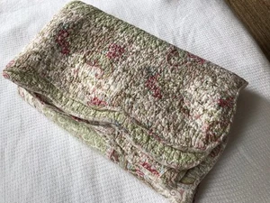 Vtg Pink & Green Patchwork Quilt Gingham Floral Cottagecore 85x88" Scalloped - Picture 1 of 15