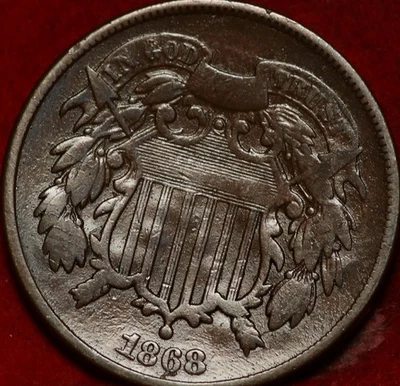 1868 Philadelphia Mint Copper Two Cent Coin - Image 1 of 2