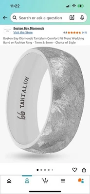 Alianza de boda o anillo de moda Boston Bay Diamonds Tantalium ajuste cómodo para hombre Foto 1 de 4