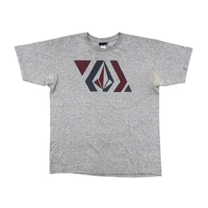 Vintage Gray Volcom Geometric Stone Red Blue Gray Skater Graphic Tee Size Large - Picture 1 of 5
