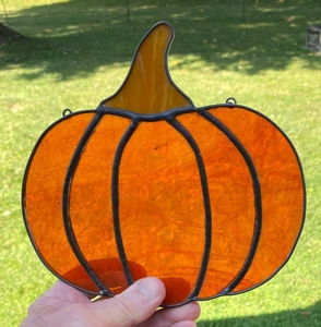 Handcrafted Stained Glass Pumpkin Suncatcher – Autumn Decor, Halloween Ornament - Picture 1 of 8