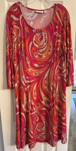 Women’s Susan Graver SZ L Multicolored 3/4 Sleeve Knee Length Dress Business - Picture 1 of 10