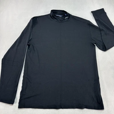 Camisa Polo Golf Ralph Lauren Para Hombres Grande Negra Cuello Simulado Manga Larga Capa Base Foto 1 de 4