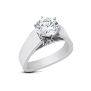 1.89ct F-SI2 Round Natural Certified Diamond 950 Plat. Solitaire Engagement Ring - Picture 1 of 3