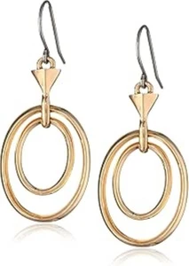 Kensie"Haute Look" Gold-Plated Color Orbital Oval Hoop Earrings - Picture 1 of 2