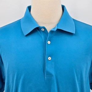 Peter Millar Polo Shirt Men's XL Solid Blue Golf Casual - Picture 1 of 7