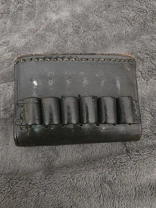Vintage Hunter Mixson Leathercraft schwarzer Ledergürtel Schieber Munition 6 runde Halter - Bild 1 von 5