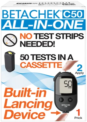 BETACHEK Blood Glucose Monitor Diabetes Testing Kit Sugar Meter with 50 Tests - Image 1 of 4
