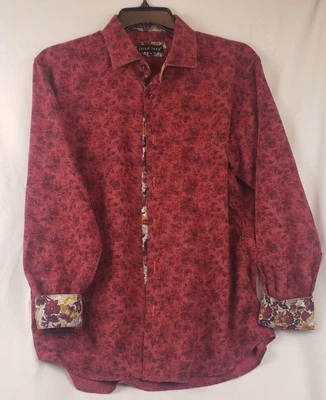 Мужские манжеты-раскладушки Jared Lang размер XL с длинным рукавом на пуговицах бордовые  - Изображение 1 из 4