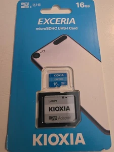 Kioxia Exceria MicroSDHC UHS- I SD Card With Adapter 16GB Micro SD Brand New - Picture 1 of 2