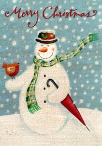 Merry Christmas Snowman & Red Cardinal By American Greetings Cards - Set of 3