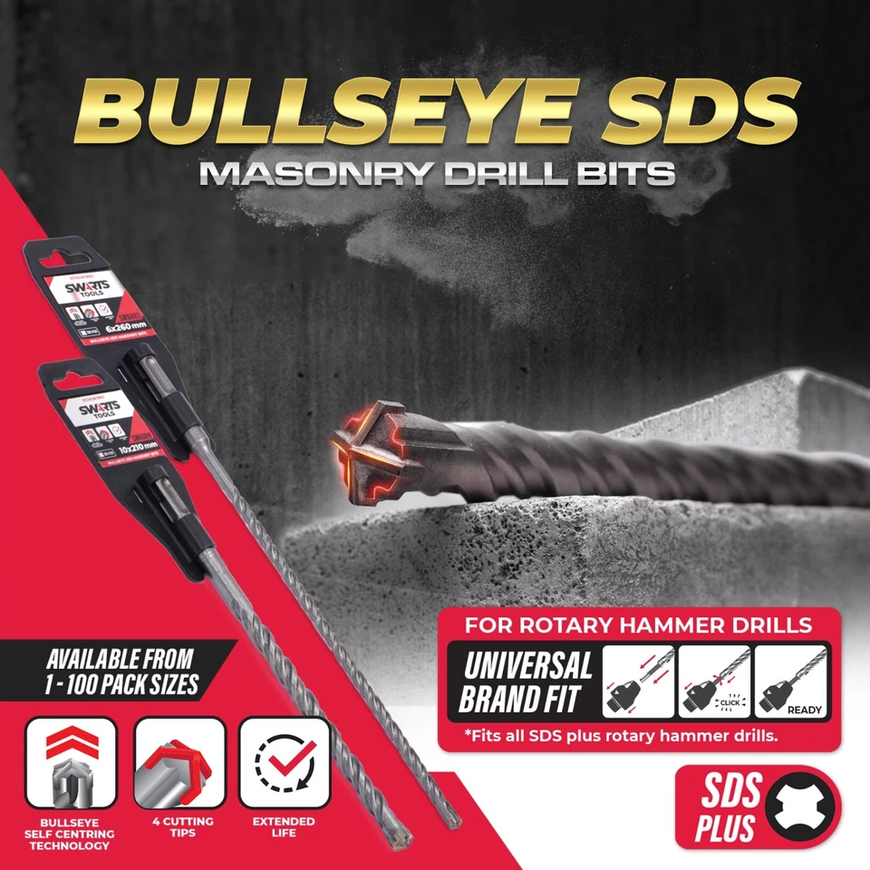 SDS Plus Rotary Hammer Self Centering Carbide Masonry Drill Bits - Set, Singles - image 1 of 4