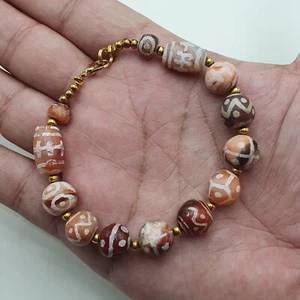 Impresionante pulsera antigua grabada con cuentas de ágata cornalina - Imagen 1 de 20