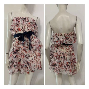 DENNY ROSE Vestito abito bianco fantasia rossa blu Tg IT 42 - Foto 1 di 13