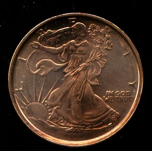 1 OZ. COBRE REDONDO WALKING LIBERTY (G740) .999 COBRE FINO - Imagen 1 de 2