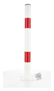 Poste de estacionamiento bloqueo de estacionamiento poste de bloqueo plegable "SLUPEK STALY" acero blanco/rojo - Imagen 1 de 2
