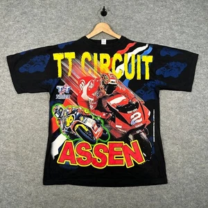 Vintage Assen Shirt Herren Extra Large Schwarz TT Circuit Motorrad AOP FunTex - Bild 1 von 10