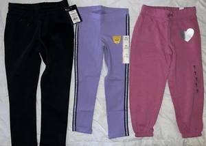 BNWT Girls lot of 3 Leggings, Sweatpants, and black racing stripe pants-Size 4/5 - Picture 1 of 9