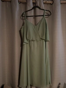 New Light sage Chiffon Beaded Formal cocktail dress - Picture 1 of 7