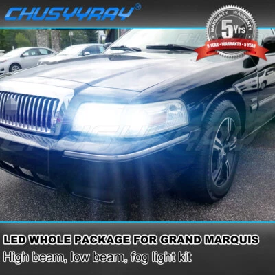 For Mercury Grand Marquis 2006-2011 Combo LED Headlight + Fog Light Bulbs 6000K - Image 1 of 4
