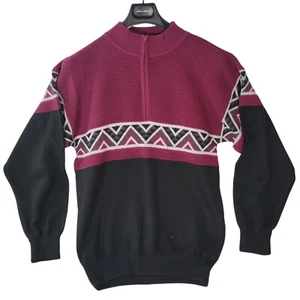 Ossi Skiwear Large Pullover Sweater Half Zip Mock Neck Burgundy Acryl Strick - Bild 1 von 12