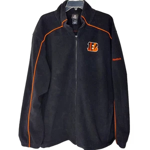 Reebok Cincinnati Bengals Full Zip Fleece XL Jacket NFL Team Apparel Black Logo - Picture 1 of 10