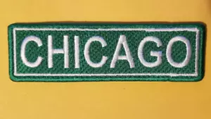 CHICAGO Detroit Street Sign RC MC Bicycle Embroidered Patch * approx. 1.25 x 3.5 - Picture 1 of 2