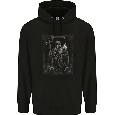 Gothic Grim Reaper Goth Heavy Metal Skull 9 Childrens Kids Hoodie - Image 1 of 2