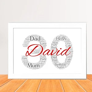 Personalised 30th Birthday Print 30 Gift Men Women For Her His Word Art print - Picture 1 of 6