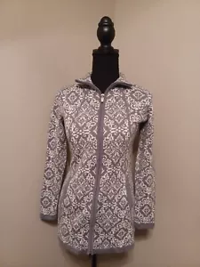 Womens Cynthia Rowley Active Full Zip Nordic Tunic Cardigan Jacket Gray White XS - Picture 1 of 4