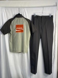 Vintage 1970's Coca Cola Delivery Driver Uniform Lee Shirt & Unitog Pants - Picture 1 of 24