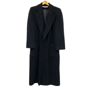 Perry Ellis Cashmere Overcoat Women's 10 Vintage Black Double Breasted Coat - Picture 1 of 15