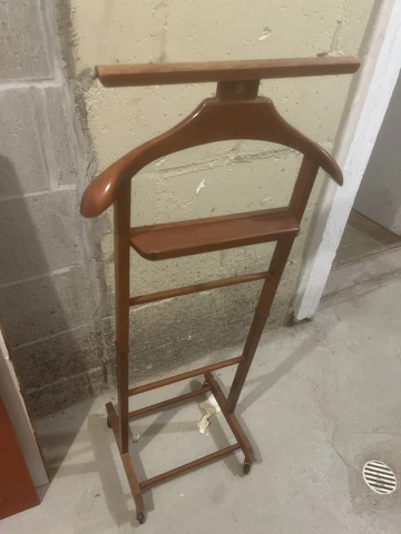 Mid Century Italian Brevettato Men's Wooden Suit Clothes Valet Stand Cover