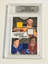 2003-04 Be A Player Triple Hockey Memorabilia Insert Card Of Bobby Orr, Horton..