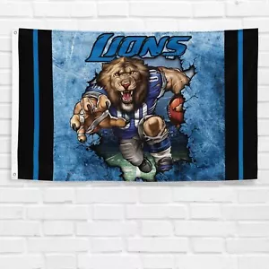 Für Detroit Lions Fans 3 x 5 Fuß Flagge Football Champions Wanddeko Banner - Bild 1 von 12